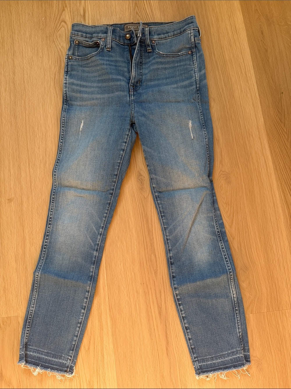 Stretch Light Blue Skinny Jeans with Raw Hem